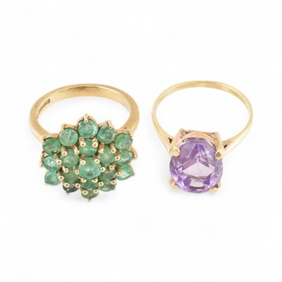 Lot 348 - TWO 9CT GOLD GEM SET RINGS
