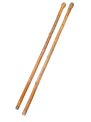 Lot 462 - TWO VINTAGE JAPANESE BAMBOO WALKING CANES
