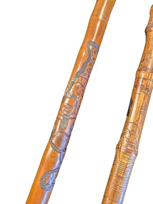 Lot 462 - TWO VINTAGE JAPANESE BAMBOO WALKING CANES