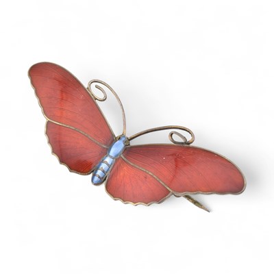 Lot 98 - MARIUS HAMMER SILVER ENAMEL BUTTERFLY BROOCH PIN