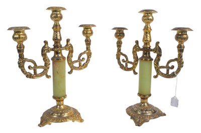 Lot 465 - PAIR OF VINTAGE 1970S OYNX CANDLESTICKS