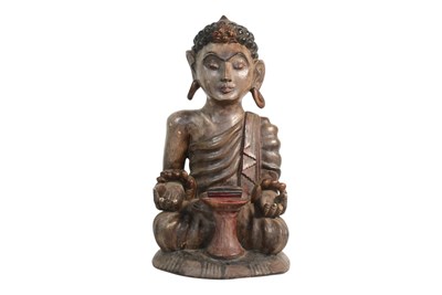 Lot 193 - 20TH CENTURY HAND CARVED CHINESE WOODEN BUDDHA