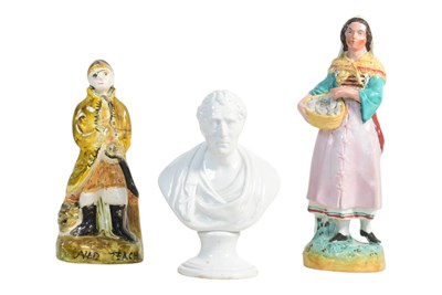 Lot 168 - THREE LATE 19TH / EARLY 20TH CENTURY EARTHENWARE FIGURES