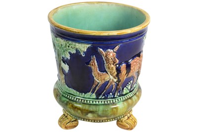 Lot 169 - 19TH CENTURY THOMAS FORESTER MAJOLICA DEER PLANTER JARDINIERE
