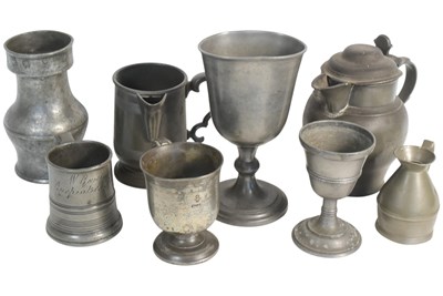 Lot 185 - COLLECTION OF 18TH CENTURY & LATER METAL PEWTER JUGS / GOBLETS
