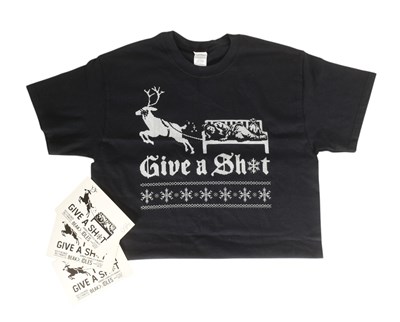 Lot 9 - BANKSY - "GIVE A SH*T" T-SHIRT PLUS RAFFLE TICKETS
