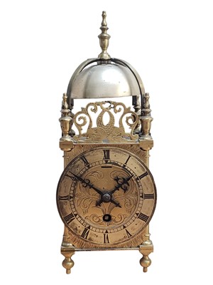 Lot 179 - 19TH CENTURY BRASS LANTERN MANTEL CLOCK