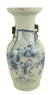 Lot 101 - CHINESE BLUE & WHITE UNDERGLAZED RED VASE 青花釉里红人物瓶