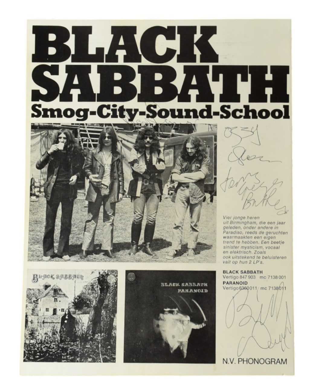 Lot 7 - MUSIC - BLACK SABBATH (BAND) - EARLY 1971 ROTTERDAM FULLY SIGNED TOUR PROGRAMME