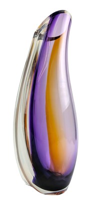 Lot 9 - GORAN WARFF FOR KOSTA BODA SWEDEN - LARGE STUDIO ART GLASS VASE IN PURPLE & GREEN