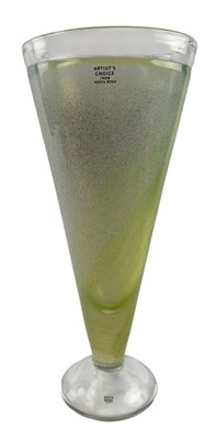 Lot 174 - KJELL ENGMAN FOR KOSTA BODA SWEDEN - STUDIO ART GLASS TWISTER VASE IN LIME GREEN