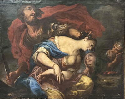 Lot 450 - FOLLOWER OF GIOVANNI ANTONIO PELLEGRINI - JEPHTAH SACRIFICING HIS DAUGHTER - OIL ON CANVAS