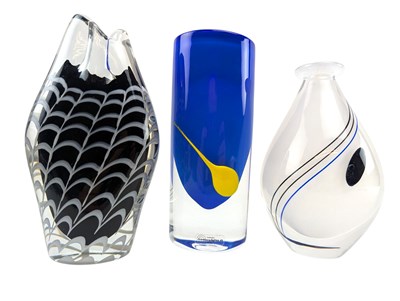 Lot 181 - THREE SWEDISH STUDIO ART GLASS VASES