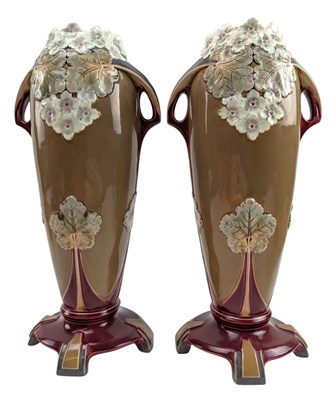 Lot 171 - PAIR OF EICHWALD SECESSIONIST EARTHENWARE POTTERY VASES