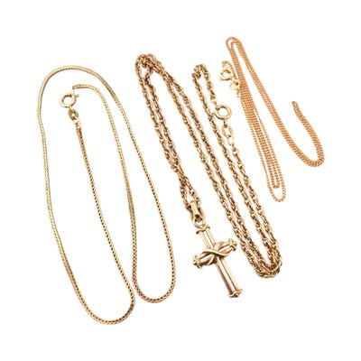 Lot 331 - HALLMARKED 9CT GOLD PENDANT NECKALCE & TWO CHAINS