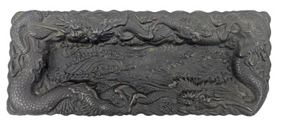 Lot 78 - 19TH CENTURY JAPANESE MEIJI PERIOD BRONZE TRAY 日本明治龙纹铜盘