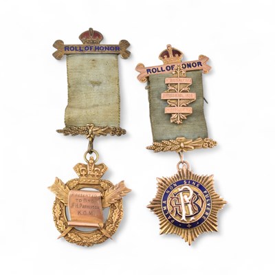 Lot 39 - TWO 9CT GOLD HALLMARKED MASONIC ENAMEL SET JEWEL MEDALS