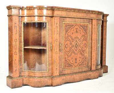 Lot 350 - VICTORIAN 19TH CENTURY WALNUT & MARQUETRY BREAKFRONT CREDENZA