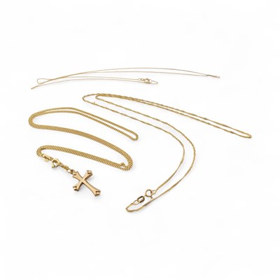 Lot 464 - COLLECTION OF 9CT GOLD FINE CHAIN NECKLACES