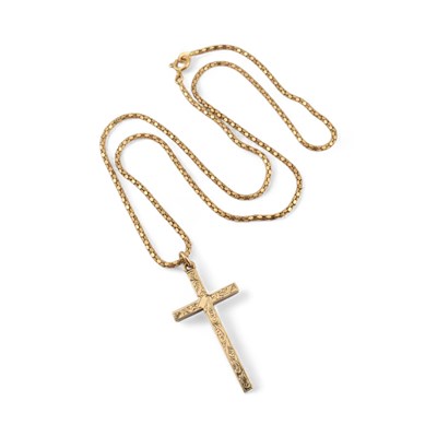 Lot 484 - 18CT GOLD NECKLACE & 9CT GOLD CROSS PENDANT