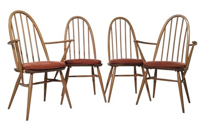 Lot 335 - ERCOL - QUAKER MODEL 365 - SET OF SIX BEECH & ELM DINING CHAIRS