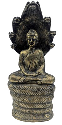 Lot 54 - SOUTH EAST ASIA THAILAND BRONZE STATUE OF BUDDHA UNDER THE NAGA