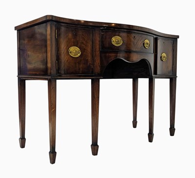 Lot 466 - GEORGE III 19TH CENTURY MAHOGANY BOW-FRONT SIDEBOARD