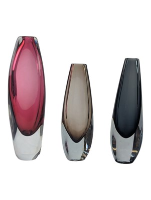 Lot 87 - THREE SWEDISH STUDIO ART TRIFORM GLASS VASES