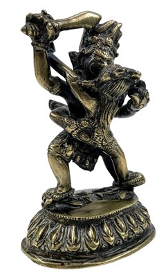 Lot 118 - 20TH CENTURY BRASS FIGURE OF CHAKRASAMVARA & VAJRAYOGINI 20世纪胜乐金刚和金刚亥母像
