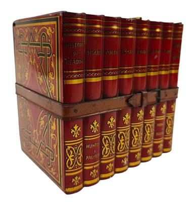 Lot 185 - HUNTLEY & PALMERS - EARLY 20TH CENTURY BISCUIT TIN IN THE FORM OF A SET OF BOOKS