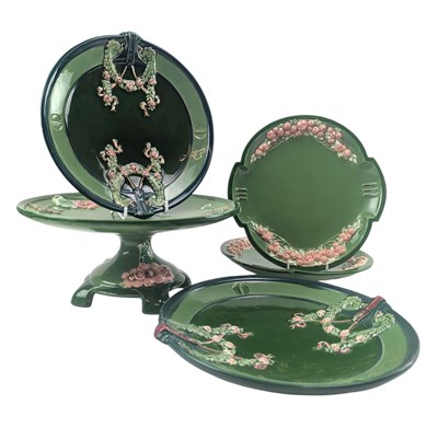 Lot 170 - FIVE EICHWALD SECESSIONIST EARTHENWARE POTTERY PLATES & TAZZA