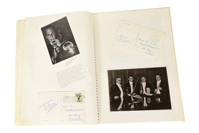 Lot 150 - MUSICIANS - LARGE ALBUM OF MID-CENTURY MUSICIAN AUTOGRAPHS