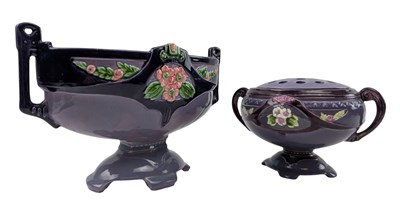 Lot 179 - TWO EICHWALD SECESSIONIST EARTHENWARE PURPLE & LILAC VASES