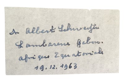Lot 130 - POLYMATH / SCIENCE - ALBERT SCHWEITZER (D.1965) - AUTOGRAPH ON PAPER
