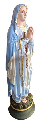 Lot 157 - 20TH CENTURY PAINTED PLASTER ECCLESIASTIC ICON SCULPTURE OF OUR LADY OF LOURDES