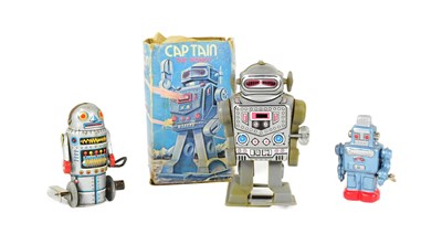 Lot 696 - TINPLATE TOYS - X3 WIND-UP ROBOTS