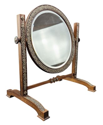Lot 276 - CONTINENTAL ROSEWOOD & SILVER EMBELLISHED SWING TOILET DRESSING MIRROR