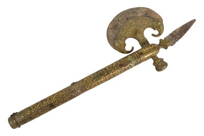 Lot 82 - 17TH CENTURY INDIAN MUGHAL EMPIRE TABAR BATTLE AXE