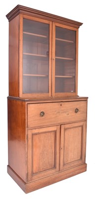 Lot 556 - EARLY 19TH CENTURY SHERATON REVIVAL MAHOGANY SECRETAIRE BOOKCASE