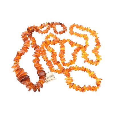 Lot 258 - TWO VINTAGE RUSSIAN BALTIC AMBER BEAD NECKLACES