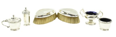Lot 94 - ELIZABETH II HALLMARKED SILVER 3PCS CRUET SET & OTHERS