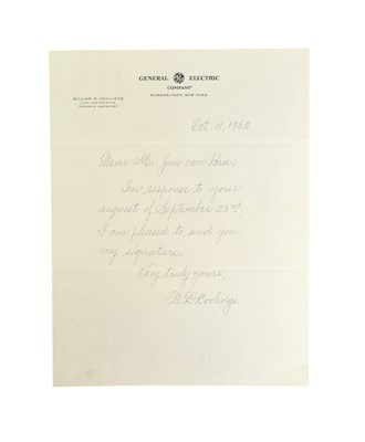 Lot 153 - SCIENCE - WILLIAM DAVID COOLIDGE - HANDWRITTEN LETTER