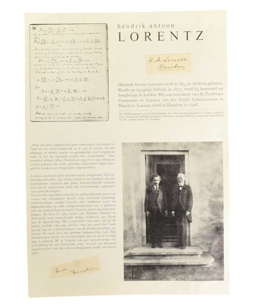 Lot 195 - SCIENCE - ALBERT EINSTEIN & HENDRICK LORENTZ - AUTOGRAPHS
