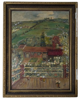 Lot 132 - ANDREE POILLY (1905-1990) - UNTITLED COUNTRYSIDE OIL ON BOARD PAINTING