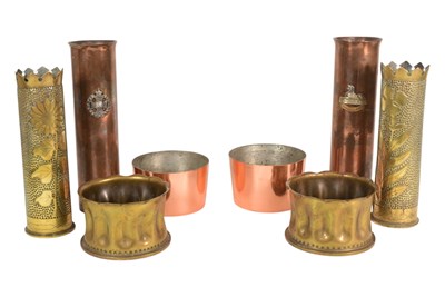 Lot 93 - COLLECTION OF BRITISH TRENCH ART ARTILLERY SHELLS