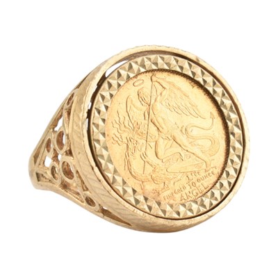 Lot 453 - 1/10 OUNCE ISLE OF MAN ANGEL COIN MOUNTED HALLMARKED 9CT GOLD RING