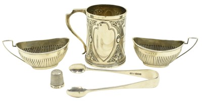 Lot 35 - VICTORIAN HALLMARKED SILVER CHRISTENING CUP & OTHER SILVER ITEMS