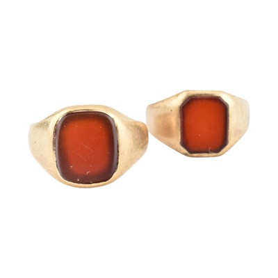 Lot 432 - TWO MID CENTURY HALLMARKED 9CT GOLD SIGNET RINGS