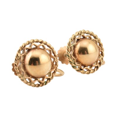 Lot 369 - PAIR OF EARLY 20TH CENTURY 9CT GOLD EARRINGS
