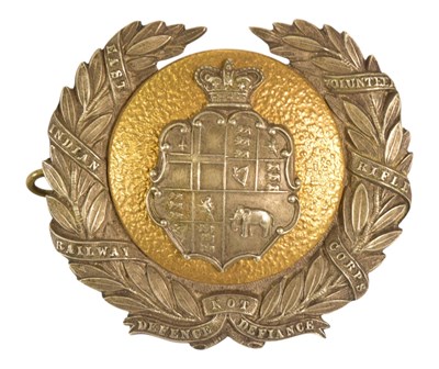 Lot 355 - 19TH CENTURY EAST INDIAN RAILWAY VOLUNTEER RIFLE CORPS HELMET BADGE